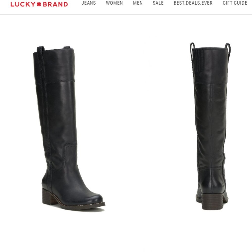 Lucky Brand Hybiscus Riding Boot, Black Leather, Women's Size 11, Never Worn!